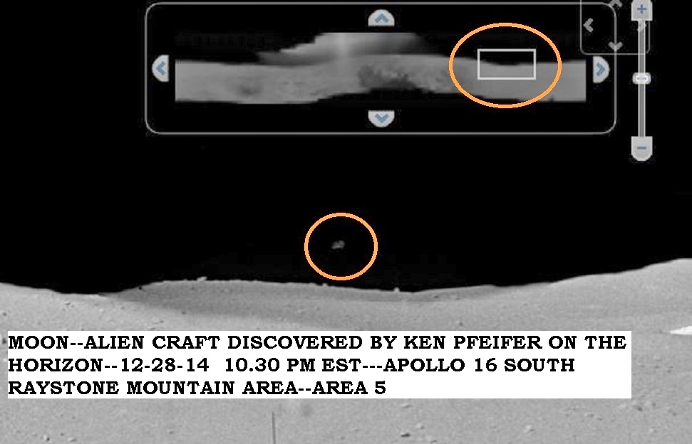 MOON--UFO ON THE HORIZON DISCOVERED BY KEN PFEIFER 12-28-14 10.30 PM EST